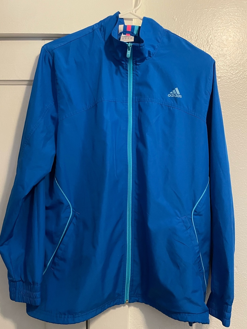 ADIDAS Bright Blue Full‑Zip Windbreaker with Teal Trim